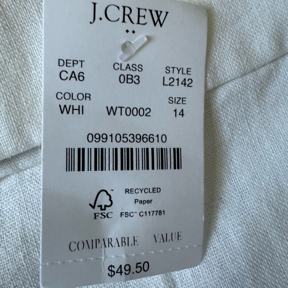 Women’s J.Crew Size 14 White Scalloped Linen Blend 4” Shorts - Picture 4 of 7